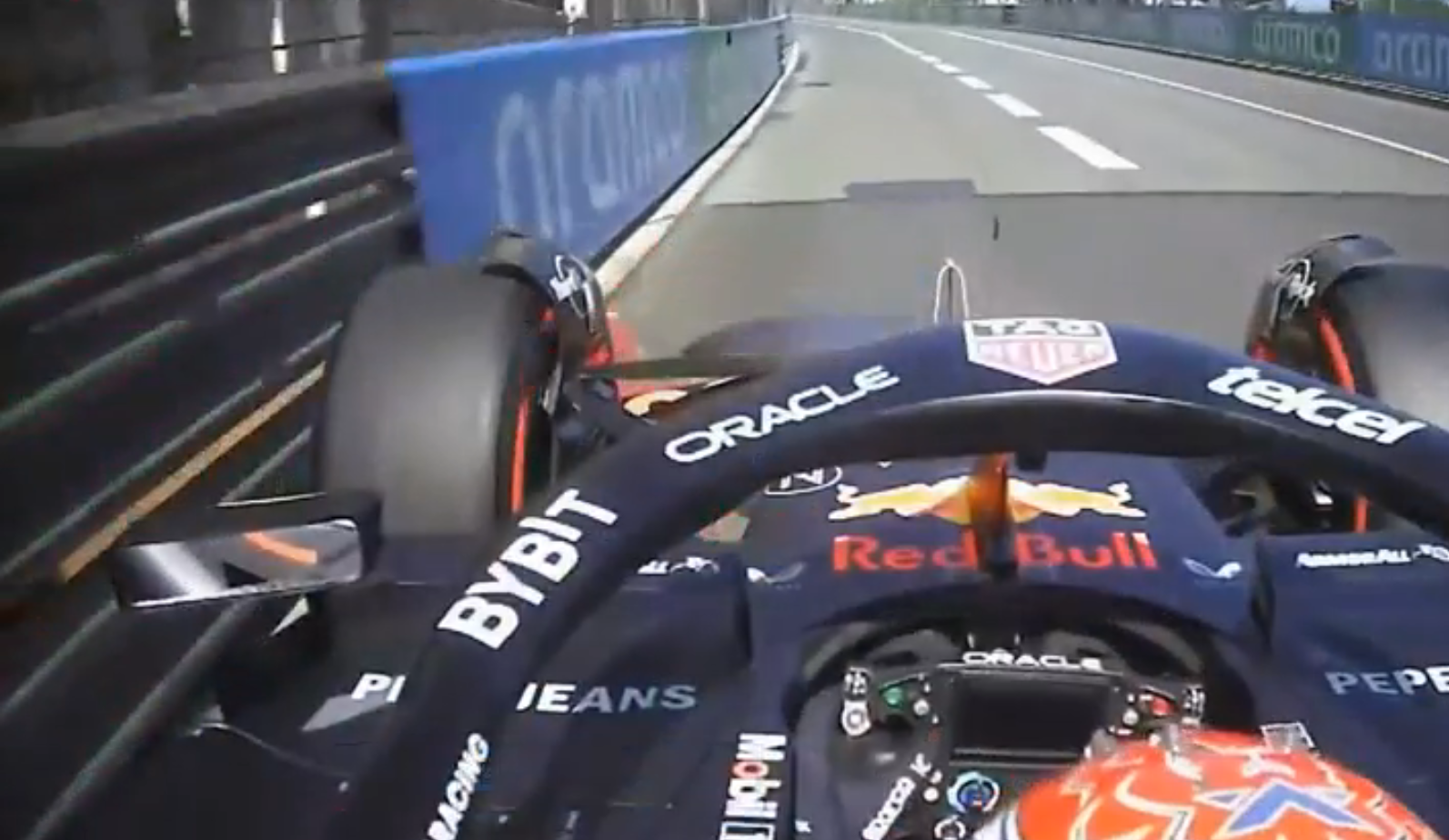 F1: ¡A bordo! el toque de Verstappen al muro durante la clasificación en Mónaco F1: ¡A bordo! el toque de Verstappen al muro durante la clasificación en Mónaco