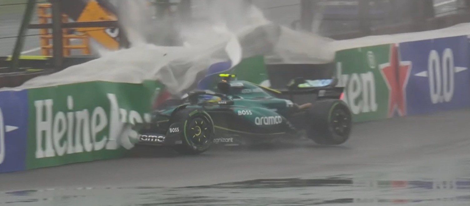 F1: &iexcl;M&aacute;s problemas para Aston Martin! as&iacute; fue el fuerte golpe de Alonso durante la Qualy en Brasil