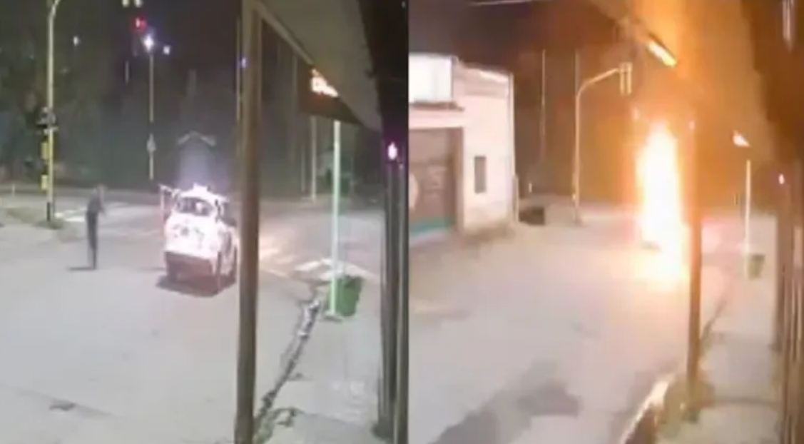 ¡Fuertes imágenes! Un taxista de Bahía Blanca se detuvo en un semáforo y le explotó el auto ¡Fuertes imágenes! Un taxista de Bahía Blanca se detuvo en un semáforo y le explotó el auto